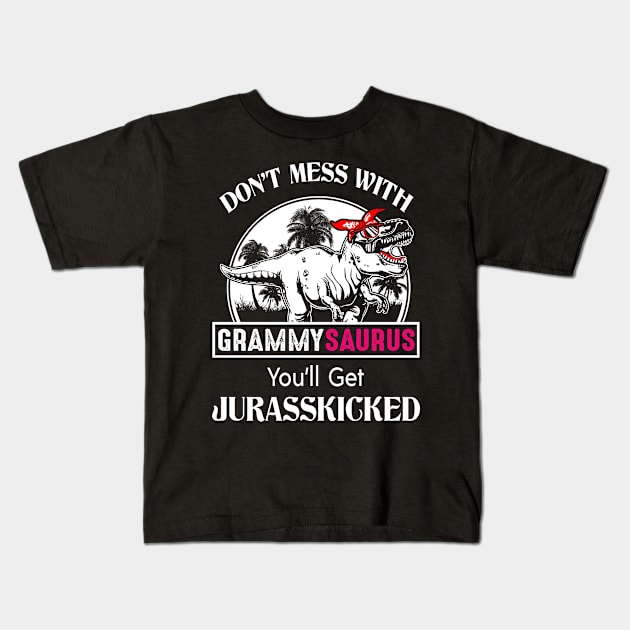 Grammy Grandma Gift - Don't Mess With Grammysaurus Kids T-Shirt by BTTEES